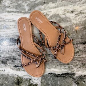 Mixit Women's Braided Sandals in Tan and Black